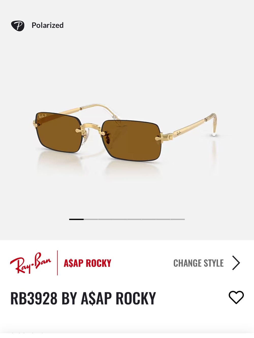 Ray-Ban Gold Frame Brown Lens Rimless Sunglasses